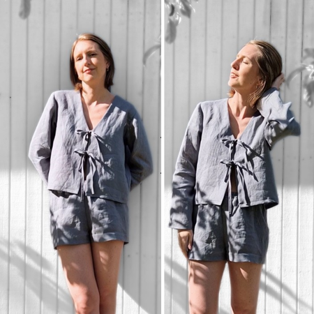 Free Holiday tie top sewing pattern - Beginner DIY long sleeve tie top by Sarah Dingwell