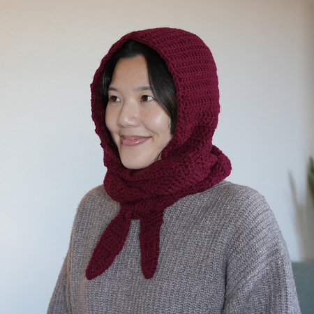 Free tapered crochet hooded scarf pattern