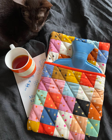 Free quilted envelope hot water bottle cover tutorial